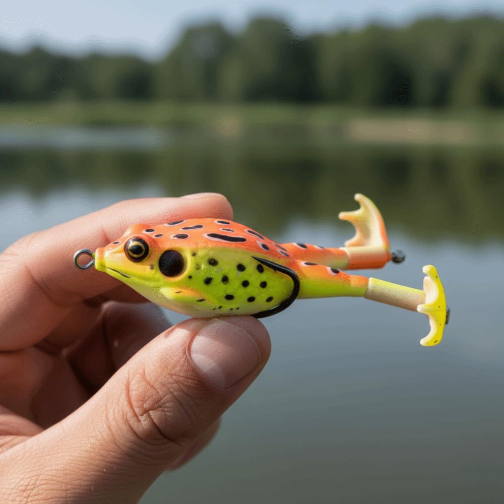 Double Propellers Frog Lure Rotating Tail Bass Fishing Lures Soft Frog Lure Freshwater Fishing