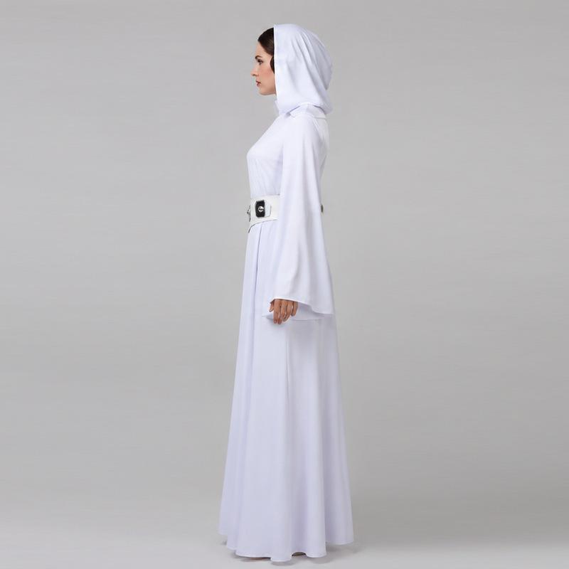 Cosplay new Star Wars Princess Leia white dress cos costume European and American Halloween stage costumes