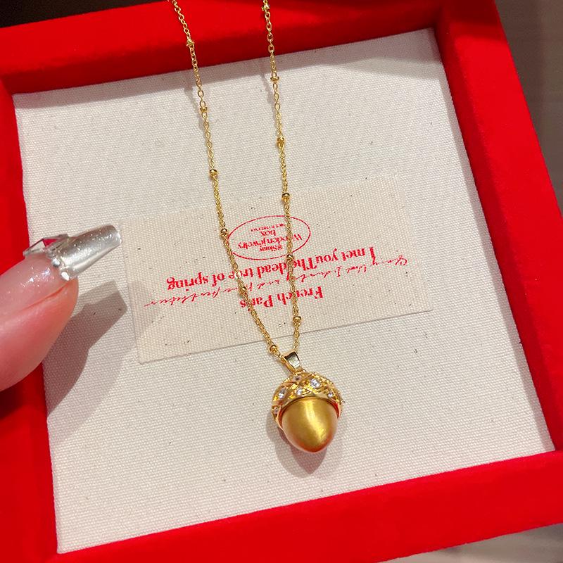 

Подвеска из циркона Лесной орех - Уникальная осенне-зимняя легкая роскошная цепочка для свитера