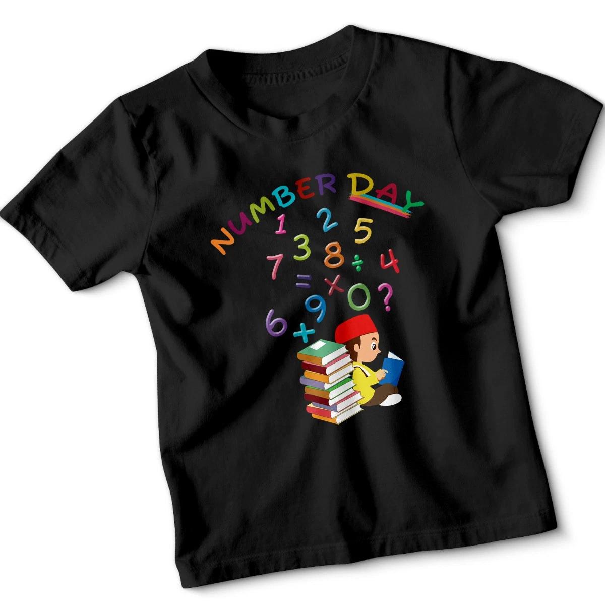 Number Day Mathematics Learning Education Maths Day Kids T-Shirt Books Symbols S
