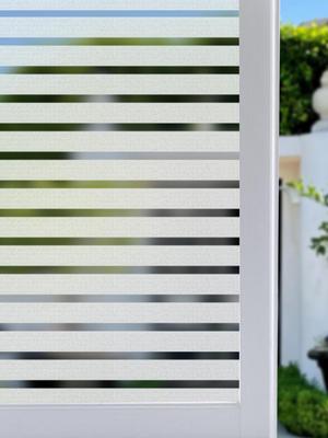 Sichtschutzfolie für Fenster aus Milchglas – statisch haftend, UV-blockierend, Streifenmuster, nicht klebende Abdeckung für Glastüren im Homeoffice
