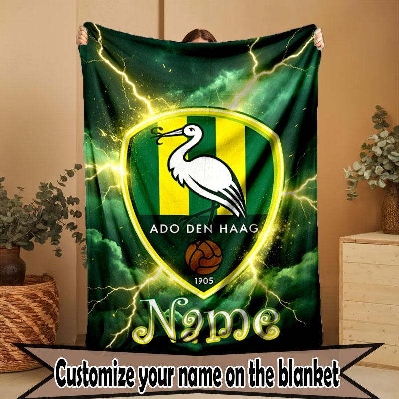 Custom Name Personalized ADO Den Haag Print Blanket, Home Decor, Bedroom, Sofa, Camping, Couch, Gifts for Birthday Christmas