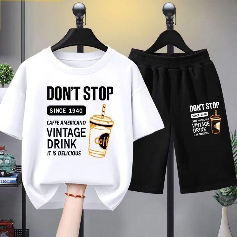 Boys' Summer Set Loose Children's Clothing Printed Fashion Two piece Set