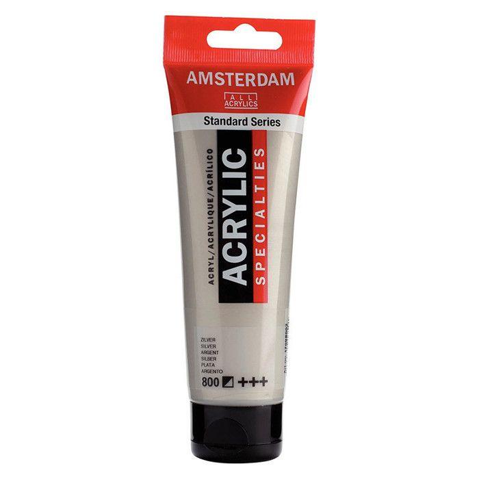 Peinture acrylique - Amsterdam - Standard 120 ml - Couleur Argento - Aspect Brillant - Résistance à la lumière
