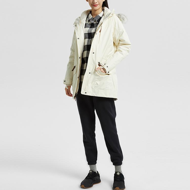 Columbia Omni-Heat Solid Waterproof Hooded Three-In-One Detachable Cotton Liner Breathable Lightweight Jacket Women Jackets White WR0004-191