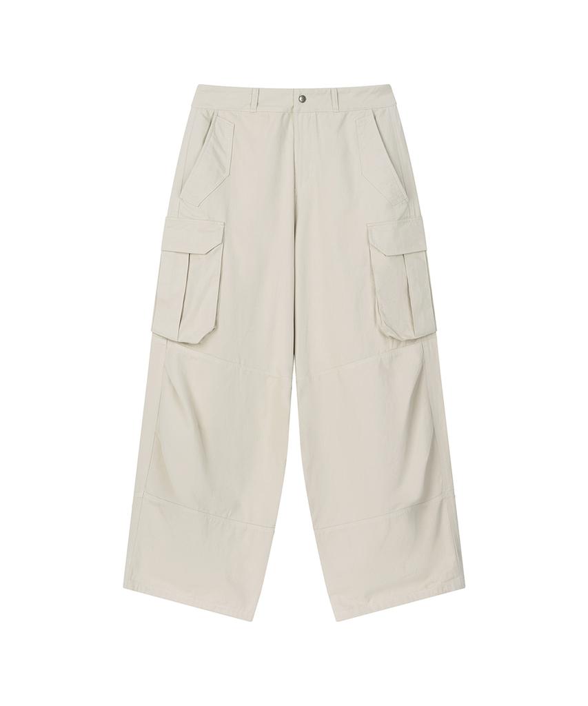 Lotaib Washed Cargo Cotton Pants - Ivory