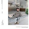 Fairy Tale Memory 2025 Boys' Striped Fleece-Lined Sweatshirt - Autumn/Winter Base Layer