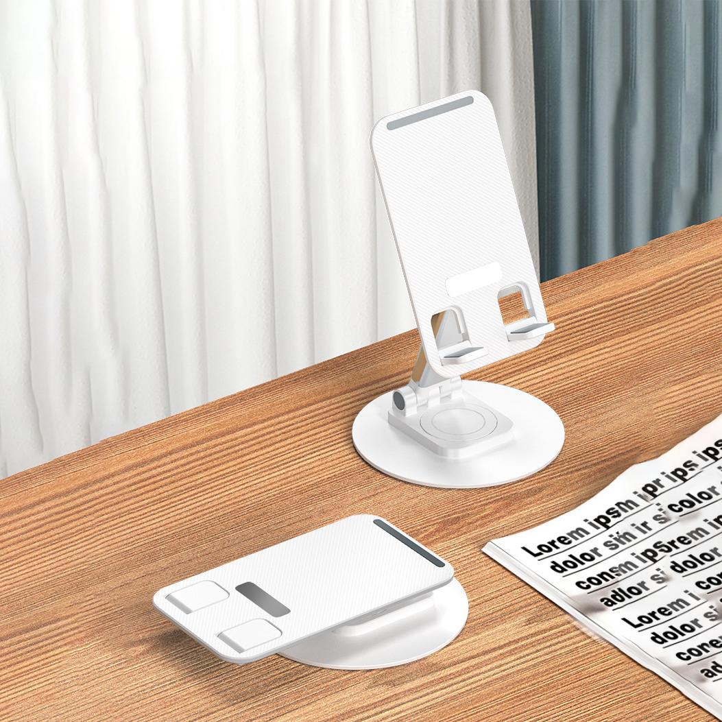 

Металлическая вращающаяся подставка для телефона, цельная, универсальная, для iPhone, iPad, регулируемая и складная белый
