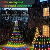 1PC 2m Warm/colorful Solar Powered Christmas Tree Fairy Lights Top with A Star for Christmas Tree Night Party Atmosphere Decor