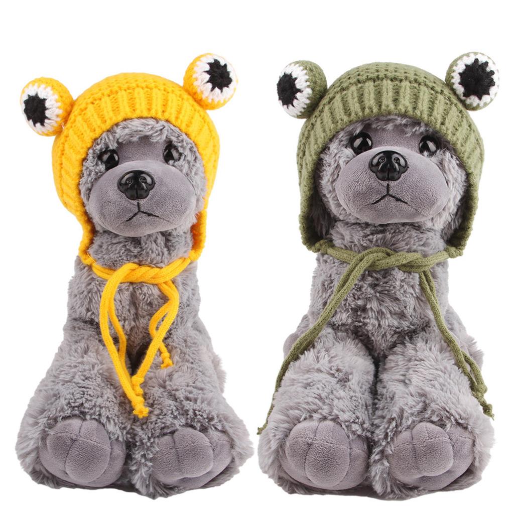 Funny Knitting Hat for Small Dogs Cartoon 3D Big Eyes Puppy Costume Hat Lovely Tiny Top Hat Headgear Cap for Teddydogs