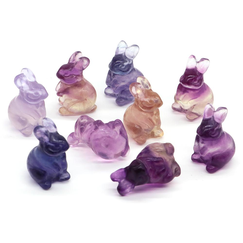 Natural Fluorite Crystals Mini Cartoon Animal Statue Reiki Healing Stones Carved Gemstone Crafts Home Decoration Ornament Gifts