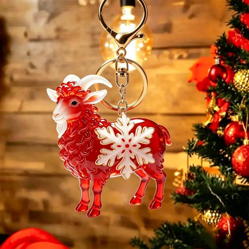1Pcs Acrylic Sheep Keychain Hanging Ornament Cute Animal 2D Flat Goat Pendant For Goat Themed Party Decor Gifts