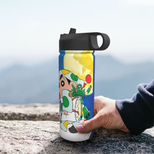 Crayon Shin-chan Vacuum Insulated Portable Mug, 500ml-600ml Stainless Steel Bottle for Car Use, Direct Drinking, Keeps Hot or Cold, Coffee Cup with Li