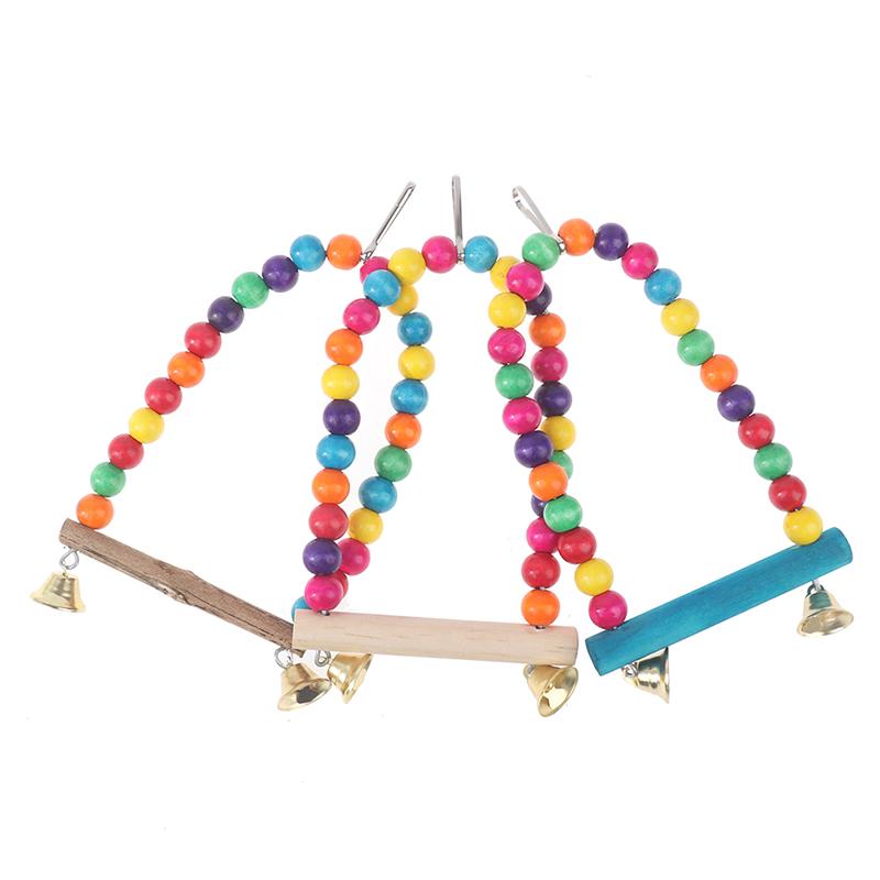 Natural Wooden Parrot Swing Toy Bird Supplies Perch Hanging Swings Cage For Pets