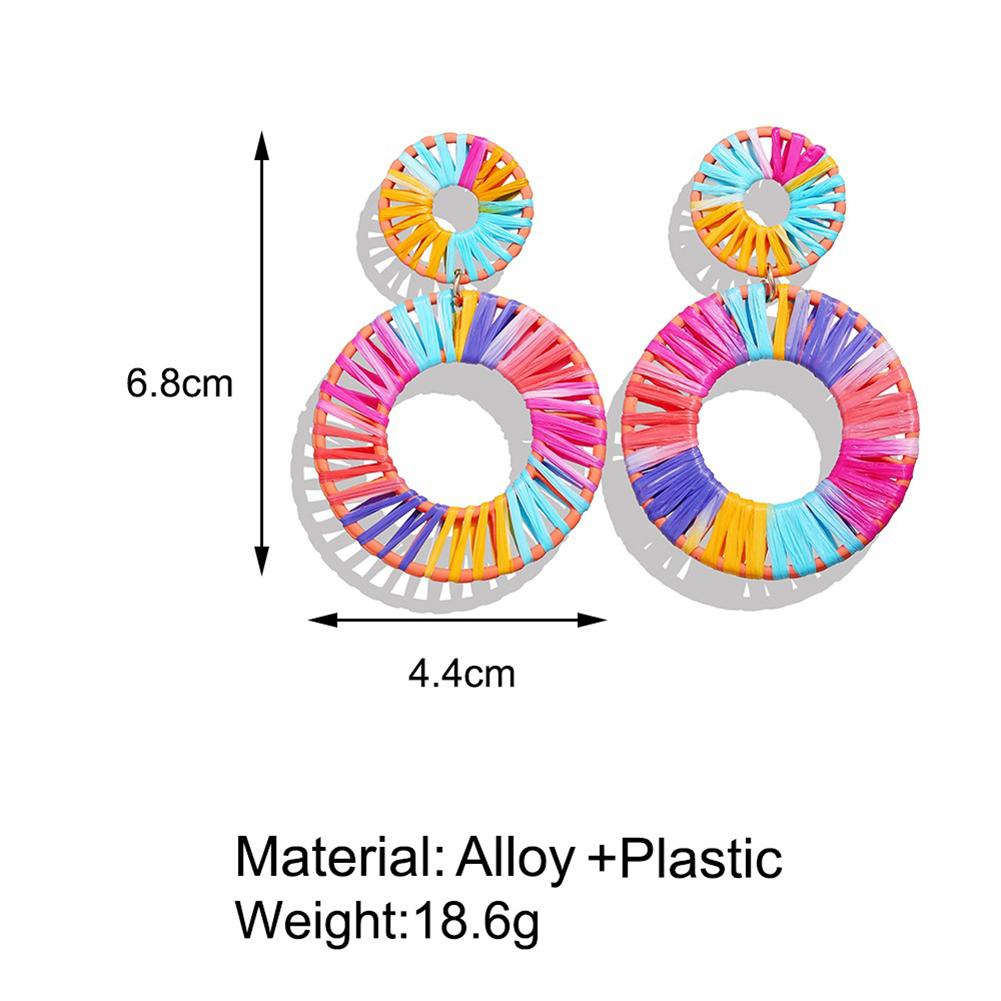 Einzigartige geometrische handgewebte Ohrringe für Damen, Bonbonfarben, Modische Ohrringe