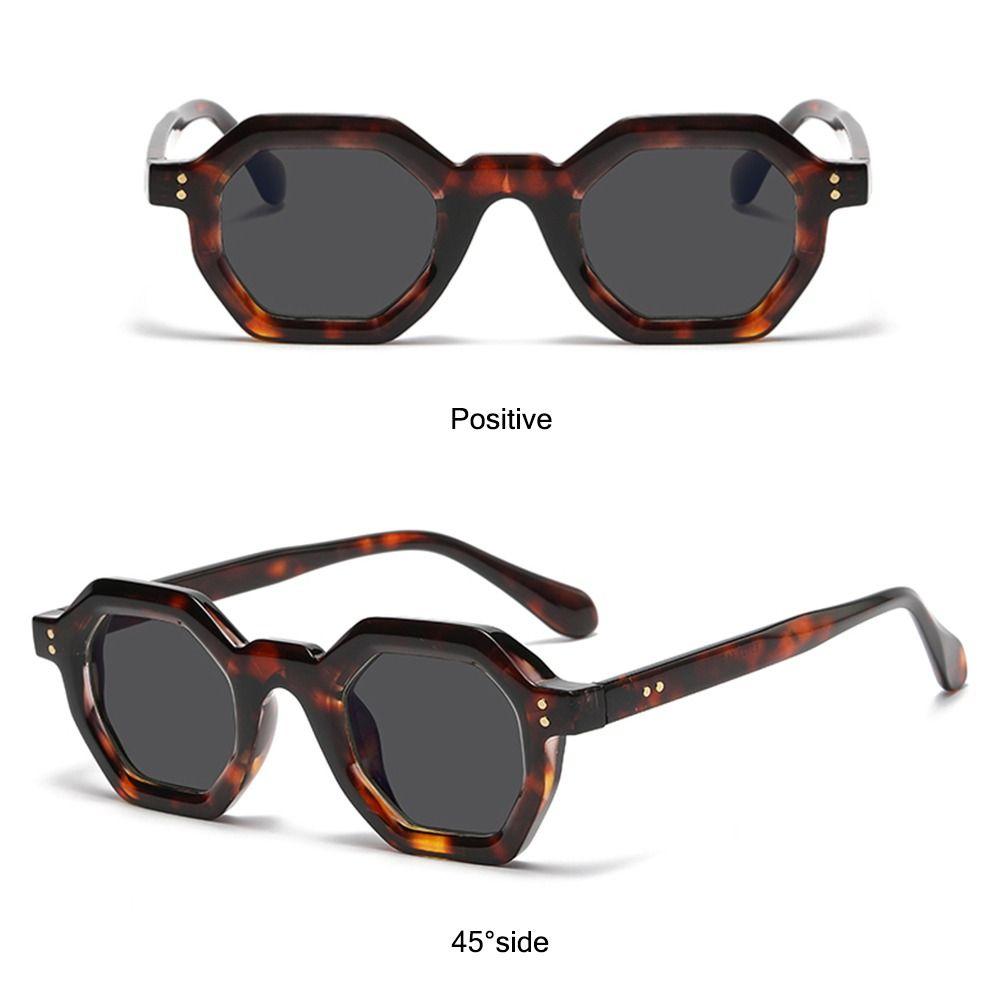 Vintage Polygon Square Women's Sunglasses Small Outdoor Rivets Sun Glasses UV400 Protection Hexagon Shades Outdoor