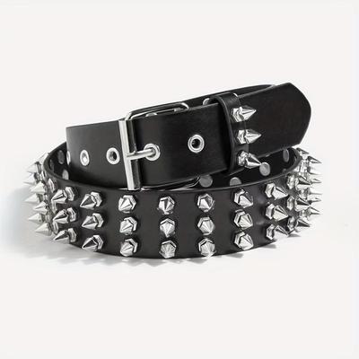 Men Fashion Punk Gothic Rivets Belts Black White Soft Leather Studded Belt Designer Spikes Waistband Womens Pin Buckle Strapon