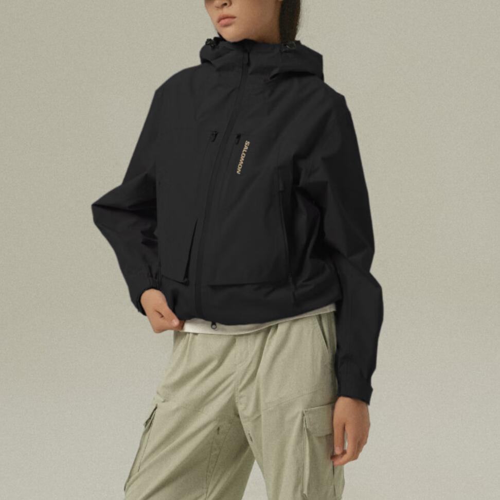 SALOMON Peak Gtx Outdoor Hiking Waterproof Hooded Long Sleeve Jacket Women Jackets Black C30069