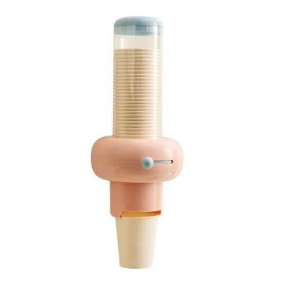 

Paper Cup Holder Dust-Proof Transparent Cover Large Capacity Dispenser with Disposal Cups Portable Paper Cup Storage Container розовый