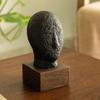 Handcrafted Calm Face Ecomix Sculpture - Matte Black Eco-Friendly Modern Home Decor Art - Serene Tabletop Ornament