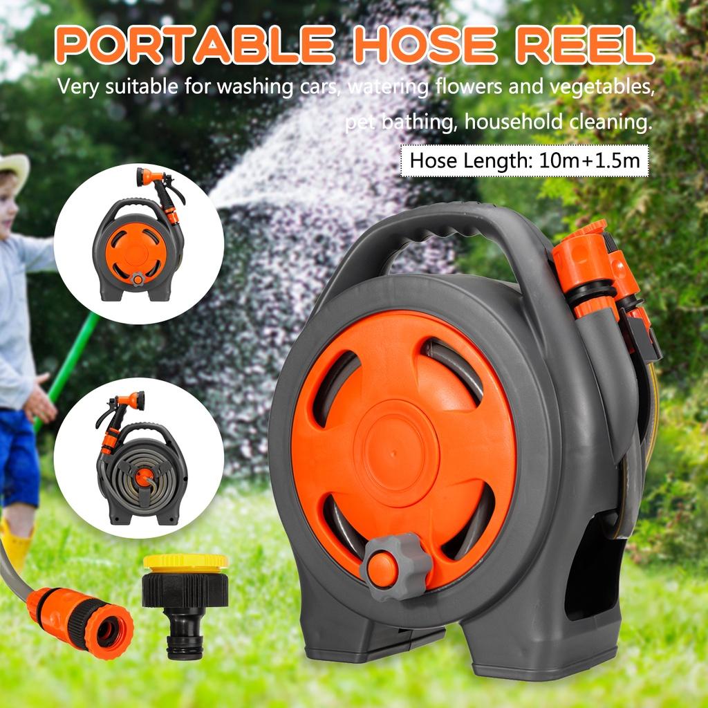 Random color Portable Water Hose Reel Retractable With Water Spray Guns Water Spray Agricultural Garden/Home Storage Suit Cart Car Wash Hose