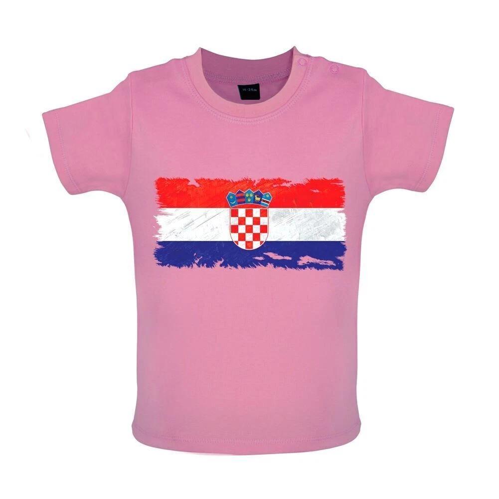 Croatia Grunge Flag Style - Kids Baby Kids Boys Girls Unisex T-Shirt / Bodysuit - Croatian Country Travel 150