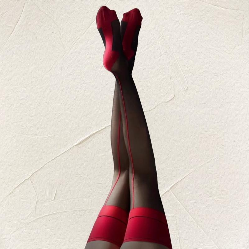 10D Colorful Foot Shaped Medias De Mujer Sexy Cuban Heel Back Seam Leg Slim Thigh High Stockings Ultra Thin Transparent Lingerie