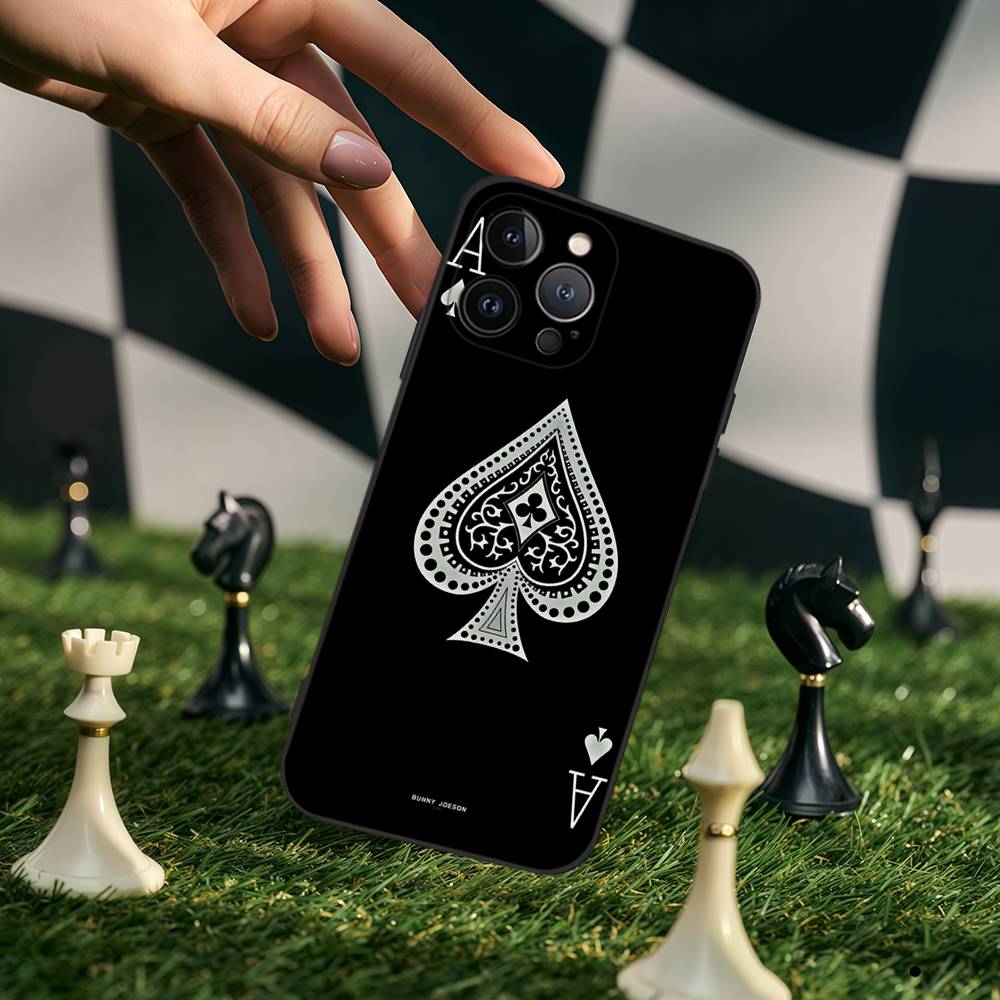 Playing Cards Phone Case For IPhone 17,16,15,14,13,12,11,Pro,Max,Plus,Soft Silicone Black Case