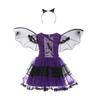 Girls Butterfly Fairy Dress Purple 120CM with Wings & Headband Cotton Costume Role Play Carnival Christmas Halloween