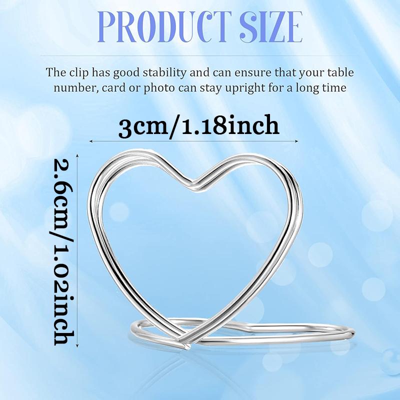 WTEMPO Wedding Place Card Holders for Table Heart Wedding Table Number Holders Mini Picture Photo Stands for Bridal Shower Party Vertical Label Holder