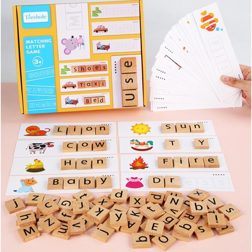 Wooden 3-in-1 Spelling Alphabet Words Children's Puzzle Early Education Baby Cognition English Alphabet Puzzle Fun Teaching Aids