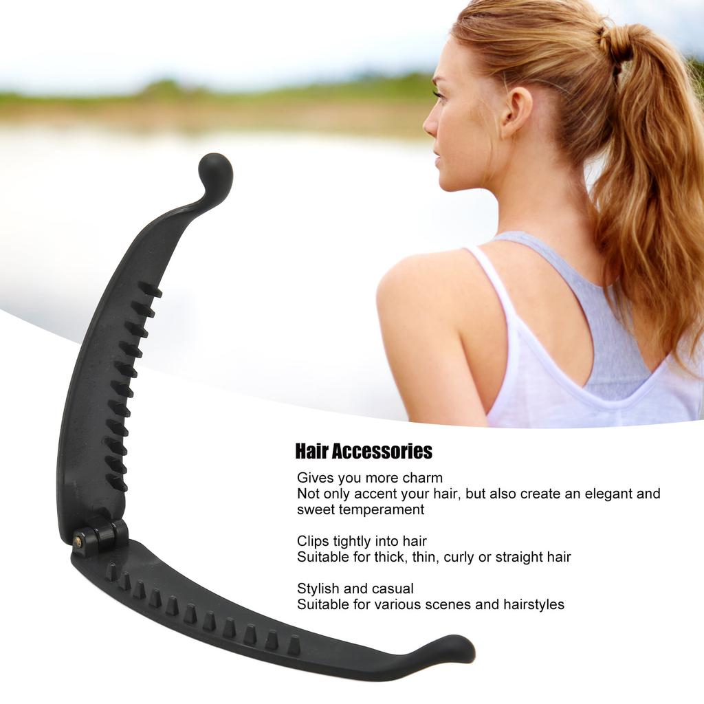 10PCS Black Banana Hair Clip Safe Elegant Sweet Fashionable Flexible Ponytail Holder for Hair Accessories