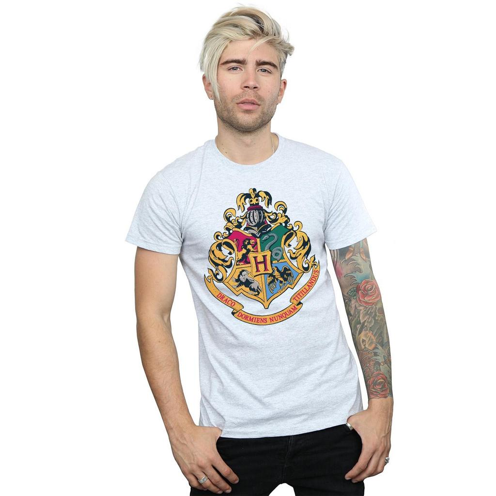 Harry Potter Mens Hogwarts Crest Gold Ink T-Shirt