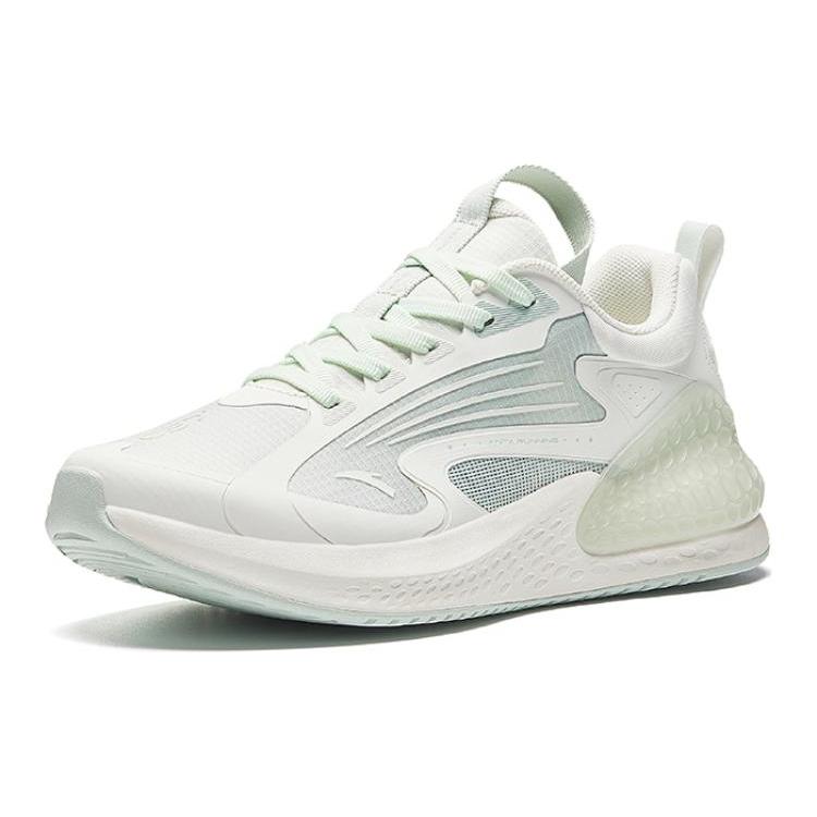 New Anta Running Collection Cushioned Slip Resistant Low Top Running Shoes Women's White Gray Green 922425537-9