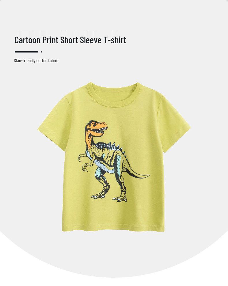 27kids Boys' Cartoon Dinosaur Short-Sleeve T-shirt - Baby Clothes, Summer Collection