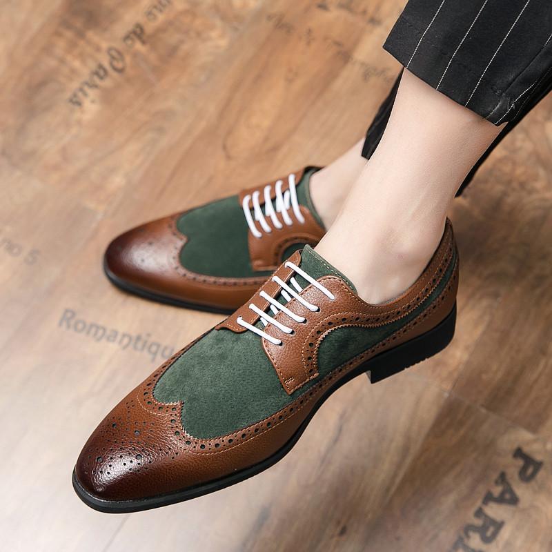 Brock geschnitzte Lederschuhe Britischer Stil Erhöhende Schuhe Herbst Neu Business Dress Casual