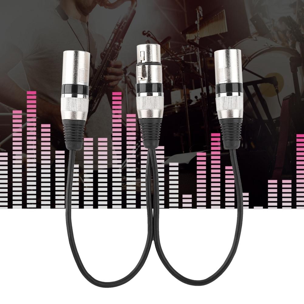 30cm XLR Female Jack To Dual Male Head Splitter Adapter O Mic Extension Cable for Canon Black