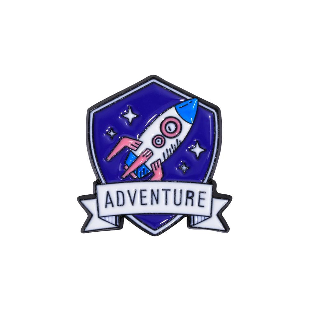 4 Styles Funny Space Adventure Universe Planets Design Enamel Brooches Spaceman Astronaut Rocket Earth Metal Pins