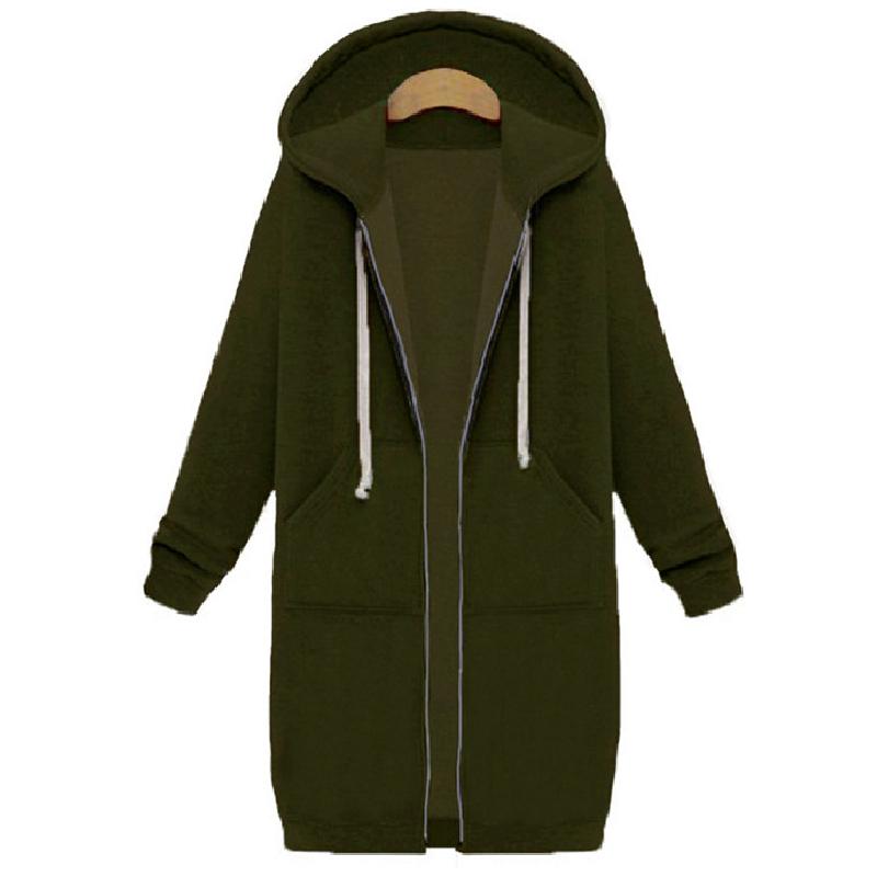 Sleeve Long Women Zip Up Hooded Hoodie Jacket Jumper Cardigan Coat Plus Size
