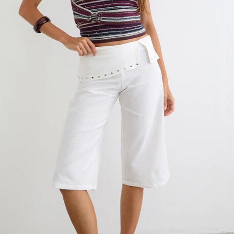 Y2K Harajuku Womens Casual Shorts Loose Fashion Metal Slit Knee-Length Pants Vacation
