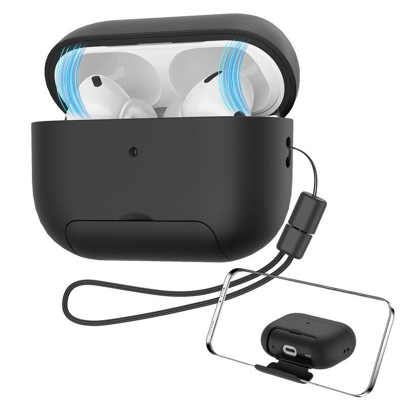 

Креативный кронштейн 2-го поколения Защитная крышка Магнитный замок против потери Чехлы для наушников Ударопрочная Простая защитная оболочка для Bluetooth-гарнитуры Apple AirPods 4 Black