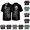 Herren Halloween Bedrucktes V-Ausschnitt Kurzarm Kasack mit Tasche