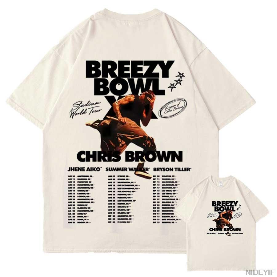 

Chris Brown Breezy Bowl XX Tour 2025 T shirt for Unisex Women Hiphop Streetwear Oversized Tops 100 Cotton TShirt CB18 4XL