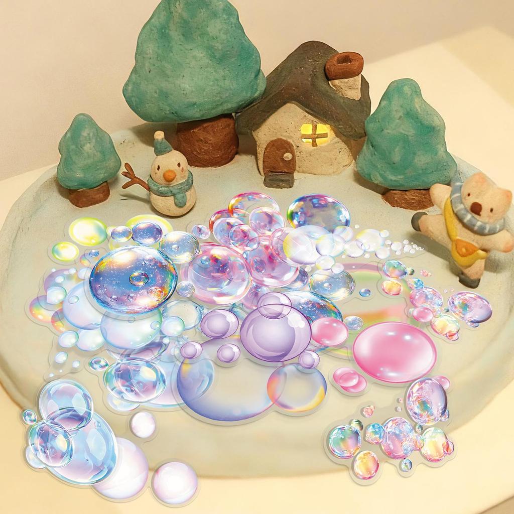 50 Bubble Heart PET Stickers: Childlike & Dreamy DIY Decoration for Journals & Computers