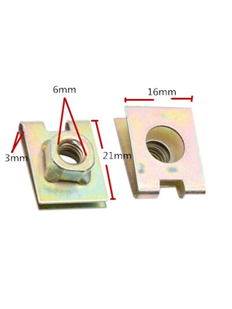 New 20Pc Metal Spring U-Type Plate Nut Speed Clips Copper Tone For Car Panel Defense