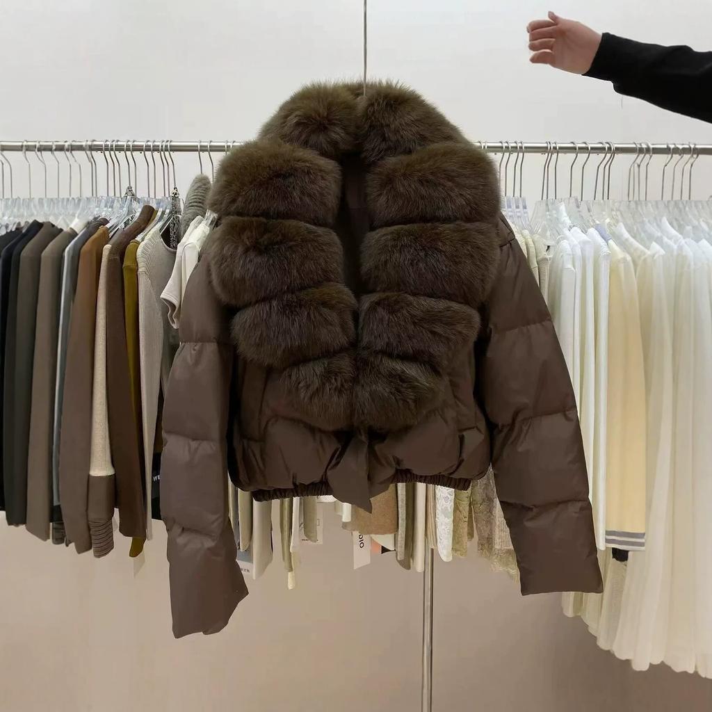 Europe and the United States new high-end big fur collar foreign gas cotton-padded clothes women's short thickened warm cotton-padded jacket jacket