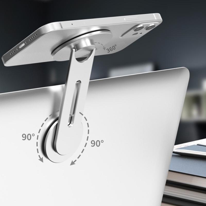 Adjustable Laptop Aluminum Alloy Magnetic Phone Holder Rack 360 Degree Rotating for Car Use Supports Various Smartphones