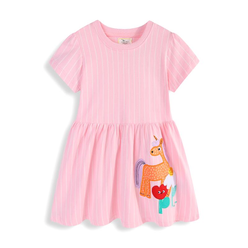 

Summer Short-Sleeved Cartoon Princess Dresses for Girls - European and American Style Fits Height 95-100cm