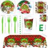 1Set Disposable Tableware Set Spoon X-mas Party Decorations Party Supplies Fork Happy New Year Paper Plates Merry Christmas