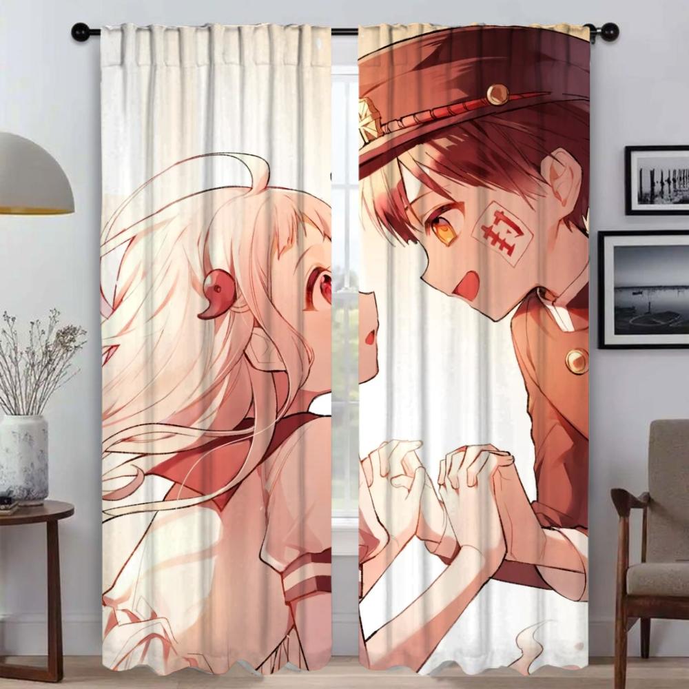 Hanako Kun Partition Kitchen Curtains for Camera Window Curtain for Room 2 Panel Home Interior Curtains Shades Living Blackout